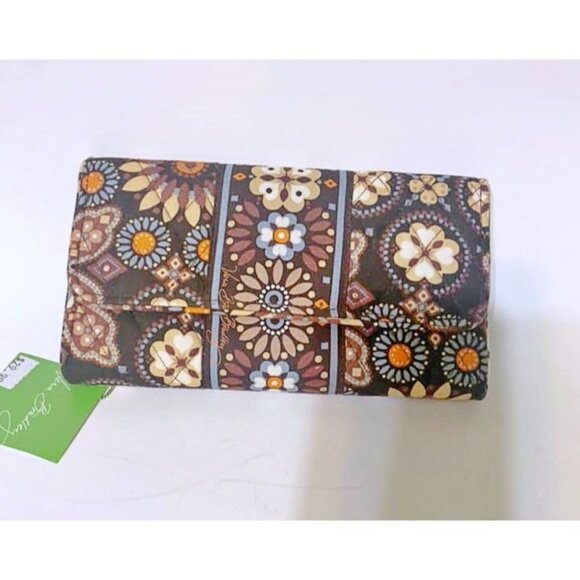 NWT Vera Bradley Canyon Brown Floral Patterned Cotton Wallet Magnetic MSRP $49 - Picture 3 of 4